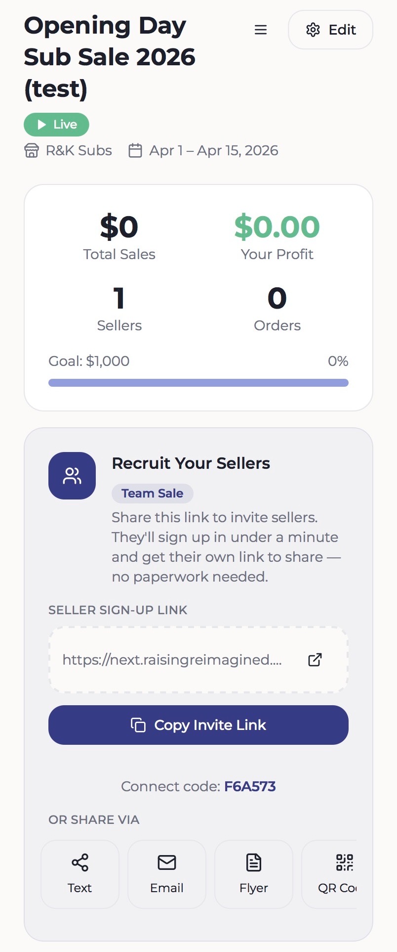 Invite Your Sellers screenshot